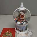 Christmas Snow Globes Musical,6H Timer Cylinder Glitter Snow Globe,White Snow Globes Christmas with Music Box Including 8 Songs, Battery Or USB Cable Powered