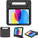 ProCase Kids Case for iPad A16 11th Generation 2025/iPad 10th Generation 2022 with Pencil Holder, iPad 11/10 Case Shockproof Lightweight Cover with Stand Convertible Handle for Children -Black