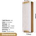 14.2in Alabaster Wall Sconces, Large Natural Marble Wall Sconces Set of Two, LED Modern Wall Lamp for Bedroom, Stairs, Living Room, Vanity, Bedside, Hallway Brushed Bronze 12W