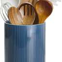 getstar Large Kitchen Utensil Holder for Kitchen Counter (H7.2 x W6.2), Ceramic Cooking Utensil Holder with Cork Mat (Navy, Utensils Not Included)