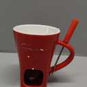 Fondue Cup, Chocolate Melting Fondue Mugs Set of with Forks and Candle, Ceramic Chocolate Melting Cup, Mini Chocolate Fondue Cups Set For Date Night Birthday Wedding Gifts (Red)