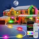 Smart Permanent Outdoor Lights for House, IP67 Waterproof, 54 Scene, 100ft with 60 RGB+IC Permanent Christmas Lights, for Halloween Christmas Work All Holiday Decor, Work with Google Assistant, Alexa