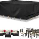 Richwon Patio Furniture Cover, Waterproof Rectangle Outdoor Table Cover, Heavy Duty Sectional Set Protection 108"L x 82"W x 28"H, Black