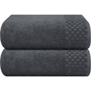 MyOwn Ultra Soft 2 Pack Oversized Bath Towel Set 28x55, Cotton Large Bath Towels, Highly Absorbant Compact Quickdry & Lightweight Towel, Ideal for Gym Travel Camp Pool - Charcoal Grey