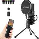 Wireless Microphone with ANC Noise Cancellation, RGB Lighting, Gooseneck Tripod, Dual Mode Wireless/USB-Cfor Live Streaming, Recording, Computers & Phones