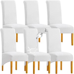 Waterproof XL/Oversized Dining Chair Cover, Parsons Chair Covers, White, Set of 6(XL)