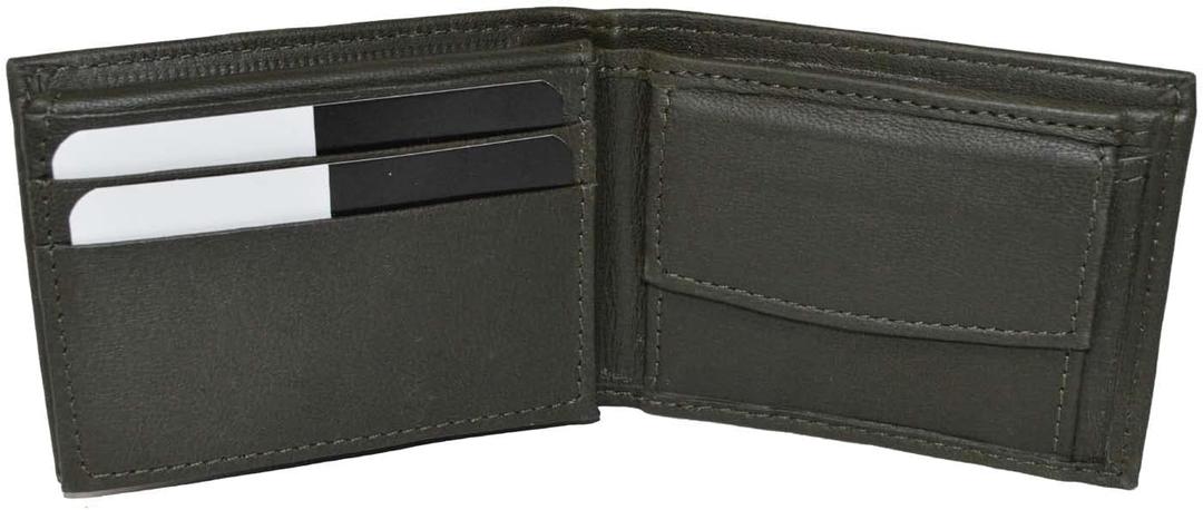 LB LEATHERBOSS Boys Slim Compact Flap Id and Coin Pocket Bifold Wallet (Army Green)