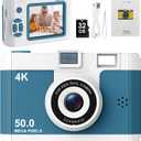 50.0 Mega Pixels Kids Camera for 5-13 Year Old Girls Boys with WiFi,MP3,Video Recording,Children Digital Selfie Video Camcorder 1080P Dual Lens 2.4 Inch HD,32G TF Card (Green)