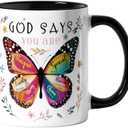 Spwasplo Christian Gifts for Women - Birthday Christian Mug 11oz with Butterfly - Inspirational Religious Catholic Gift for Sister, Friend, Daughter, Mom - Baptism Confirmation Gifts for Girls