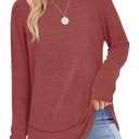Sampeel Long Sleeve Shirts for Women Tunic Tops Loose Fit Dressy Crew Neck Pullover Basic Sweaters for Women 2025 (3XL, Red) 