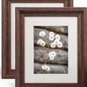 GraduationMall 8x10 Wooden Picture Frames, Display Photos 5x7 with Mat or 8x10 Without Mat, Real Glass, Wall or Tabletop Display, Rustic Brown Set of 2