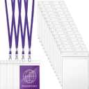 Patelai 50 Pcs 4 x 5.5 Inch Clear Passport Holders with Lanyard Extra Large PVC Card Holder Waterproof Name Badge Holder for Cruise Vacation Credit Card Plane Ticket Receipt (Purple)
