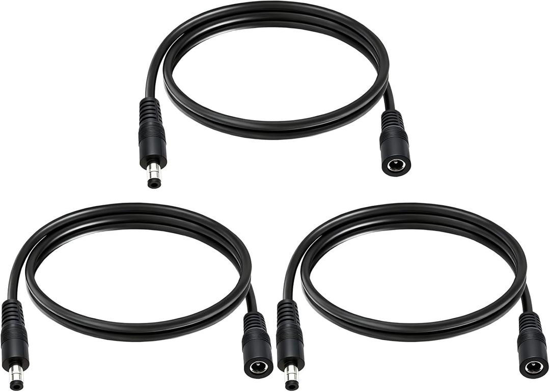 3-Pcs 3.3ft DC 5.5mm x 2.1mm Male to Female Power Extension Cable, 14AWG 12V 24V DC Power Cord for CCTV Camera,Solar Monitor, Solar Panels