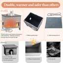 Deblue Heated Cat House for Outside with Insulated Foam for Outdoor Cats,Plastic Weatherproof Insulated cat House, Cat Shelter for Feral Cats