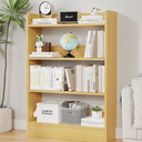 Lkeiyay 4-Tier Wooden Open Bookcase with Seamless Fit Wall,Space Saving Modern Display Bookshelf with Top Edge,Storage Cabinet Easy Assembly for Living Room,Bedroom,Study Oak