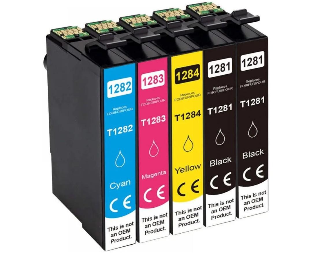 Compatible With T1281 Ink Cartridge 12XL 1281 Printers SX125 SX130 SX230 SX235W SX420W SX425W SX430W SX435W(5Pcs)