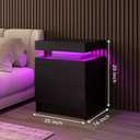 LED Nightstand, Modern Black Night Stand End Tables with APP & Remote Control LED Lighting, 2 Drawers, Open Shelf Storage, Bedside Tables for Bedroom & Living Room