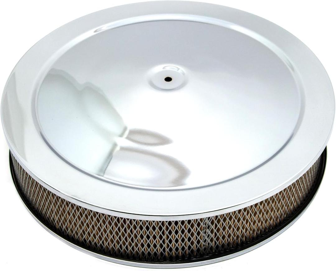 14" Chrome Steel Air Cleaner Set - Recessed Base