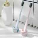 2 PCS Ceramic Toothbrush Holders, Decorative Toothbrush Stand with Unique Marble Textures, Minimalism Design Travel Toothbrush Holders for Bathroom, Vanity Counter (Rose Pink)