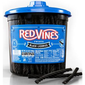 Red Vines Black Licorice Candy Black Licorice Soft Chewy Candy Twists 3.5 Lb Jar