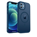 Magnetic for iPhone 12 Case & iPhone 12 Pro Case, [Compatible with MagSafe] [10 FT Military Grade Drop Protection] Slim Translucent Matte Shockproof Anti-Scratch Phone Cover, Dark Blue