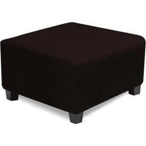 NeColor Life Square Ottoman Cover Large, Stretch Square Ottoman Covers Slipcover, Knitted Jacquard Cover for Storage Stool, Footstool Protection for Living Room, Dark Brown (L Length&Width:35-44",Height:14-20")