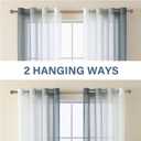 Ombre Sheer Curtains for Living Room Bedroom, Grommet Top Gradient Semi Sheer Light Filtering Home Decor Window Drapes, Set of 2 Panels, Grey, 52x63 Inch