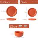 Timeworn Clay Dinnerware Set, 12 Pieces Stoneware Sets for 4, Hand-Finished Glaze Farmhouse Plates and Bowls, Microwave and Dishwasher Safe, Terracotta Red