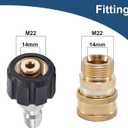 Raincovo Pressure Washer Quick Connect Fittings, M22 14mm to 3/8 Inch Hose Adapter, 4 Pieces
