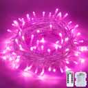 JMEXSUSS 33ft 100 LED Pink Battery Operated Lights with 8 Modes Remote, Pink String Lights Indoor Outdoor, Christmas String Light for Bedroom House Tree Party Porch Decor