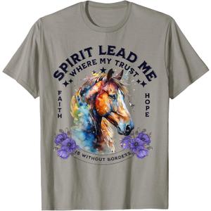 Spirit Lead Me Where My Trust Is Without Borders Christian T-Shirt, Large, Slate Grey 
