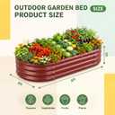 Land Guard 2 Pcs 6ft Metal Raised Garden Bed, 6 x 3 x 1 Galvanized Planter Raised Beds for Vegetables, Brown