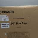 PELONIS 20 Inch Box Fan  3 Speeds, Window Fans, Floor or Tabletop, 25ft/s, 2025 Upgraded, Superior Air Throw (2295 CFM), Lightweight, 5 Blades, Fans for Bedroom, Office, Living Room, Garage (Black)