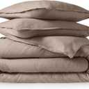 Bare Home Flannel Duvet Cover Set - Full - 100% Cotton, Velvety Soft Heavyweight Premium Flannel, Double Brushed - Includes Sham Pillow Covers (Full, Taupe) (04 - Taupe (No Comforter))