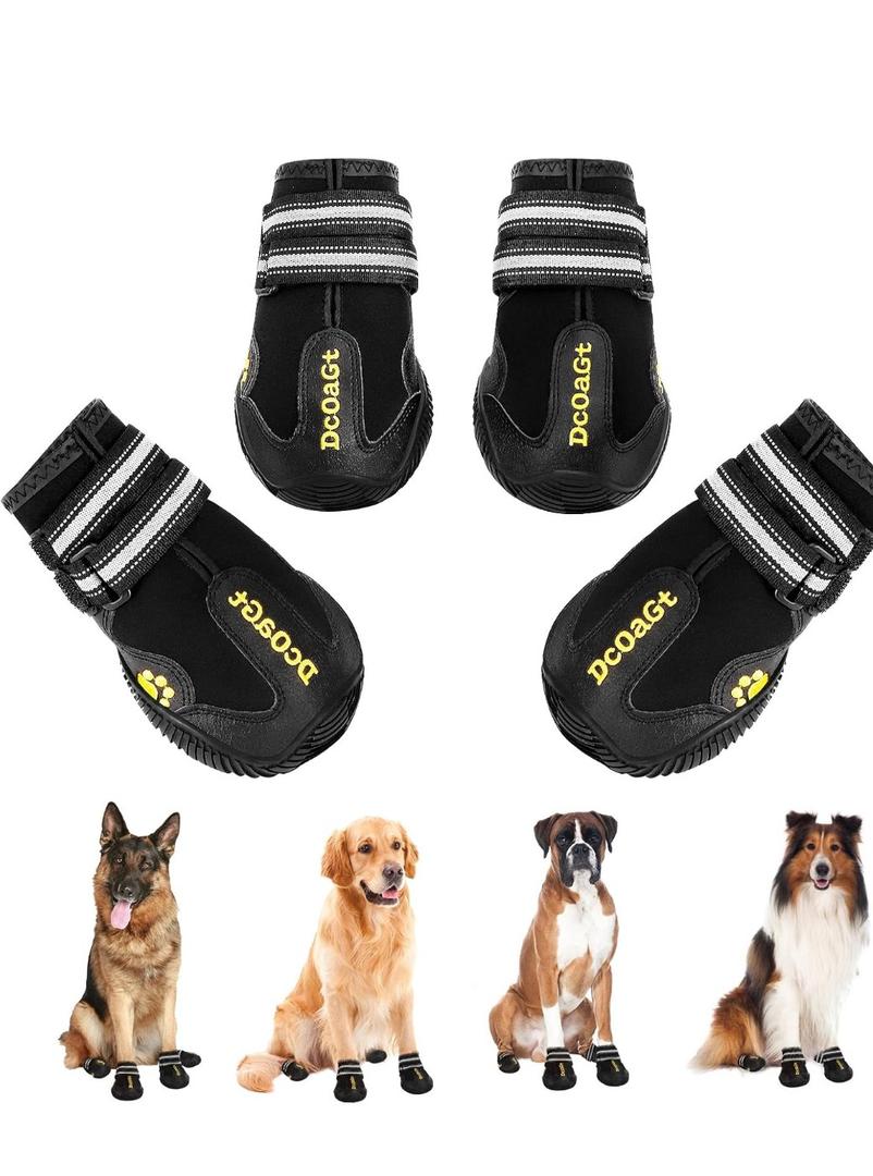 DcOaGt Dog Shoes for Large Dogs XXL, Waterproof Dog Boots with Anti-Slip Sole Breathable Reflective Paw Protectors Booties for Hot Pavement Summer Winter Snow Hiking Walking 4PCS(Size 9)