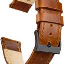 Ritche Christmas Gift Quick Release Leather Watch Band Leather Watch Strap 18mm 19mm 20mm 21mm 22mm 23mm or 24mm for Men and Women, White Elephant Gifts, Stocking Stuffers For Men (Toffee Brown / Black)