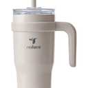 REDUCE 24 oz Stainless Steel Tumbler with Handle - Dual-Wall Vacuum Insulated Travel Mug, Sweat-Proof Lid & Reusable Straw - Keeps Drinks Cold for 24 Hrs, Fits Cupholders, Dishwasher Safe - Sand