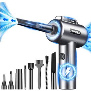 Compressed Air Duster, 110000RPM Ultra-Powerful Electric Air Duster with LED Light, 3-Speed Adjustable, Rechargeable Cordless Mini Blower for Computer, Keyboard, Car, PS5, Outdoor & Home Cleaning