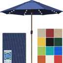 EliteShade USA 10-Year-Non-Fading 10ft Market Patio Umbrella, Commercial Grade Table Sun Umbrella with 80 Solar LED Lights, Crank Open, Windproof & UPF 50+ UV Protection for Garden, Deck, Pool, Backyard, Navy Blue