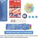 TIASUSAN American Mahjong Game Set, 166 White Tiles, Dark Blue Bag with Entire Accessories, 4 All-in-One Rack/Pushers, Mahjong Tiles Set