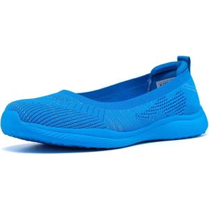 Women's Walking Shoes Breathable Lightweight Fashion Loafers Slip-Ons Sneakers Mesh Casual Ballet Flat Nurse Dress (Blue)