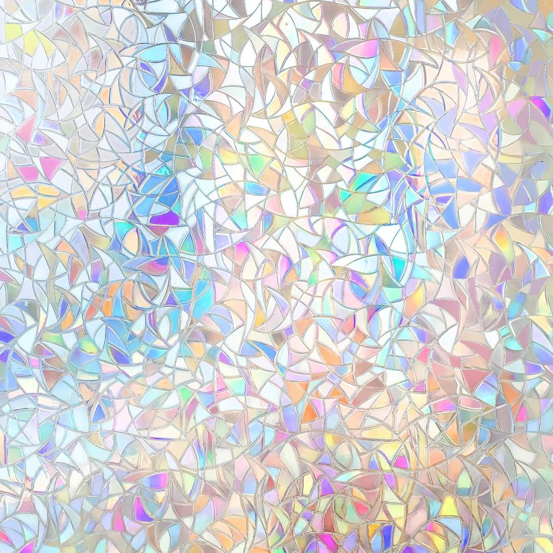 Hilarious Window Privacy Film Decorative, Stained Rainbow Vinyl, 3D Decals, Static Window Cling Film for Glass, Non-Adhesive (47.25'' x 118'')