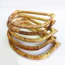 4pcs Purse Handles D Shaped Wood Handbag Handles Ring Replacement for Handcrafted Handbag DIY Bags Accessories (Random Color)