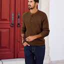 PJ PAUL JONES Men's Henley Long Sleeve Sweaters Solid Color Soft Warm Pullover Sweaters (M)