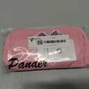 Pander 1L Printed Belt Bag for Women, Nylon Crossbody with Adjustable Strap, 2-Way Zipper, 3 Inner Mesh Pockets, Red Blue White Graphic Style, Pink Bow, Small