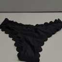 HYTENSUN Women's Bikini Bottoms Sexy Scallop Cheeky Solid Swimsuit Bottom (Medium, 884 Black)