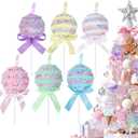 6pcs Candyland Christmas Decorations, Lollipop Hanging Candy Cane Christmas Tree Decor, Xmas Birthday Party Wedding Supplies Decoration, Christmas Ornaments Crafts (6, Round Lollipop)
