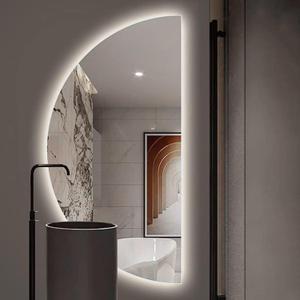 Half Moon LED Mirror for Bathroom,3-Color Dimmable Smart Vanity Mirror, Frameless Backlit Anti-Fog Half Moon Mirrors for Wall(Left Semicircle, 16 * 31in/40 * 80cm)
