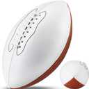 Halloscume 11.02in Blank Autograph Football Size 9 White Football with 1 Brown and 3 White Panels for Signature Autographs Customized Trophy Rugby Game Wedding Garter Toss