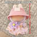 2PC Clothes Set for 17cm Doll,Outfit Set with Hat & Overalls of Clothes Designer,Doll Clothes of White+Black,Cute Clothes for Dress up Unique Style